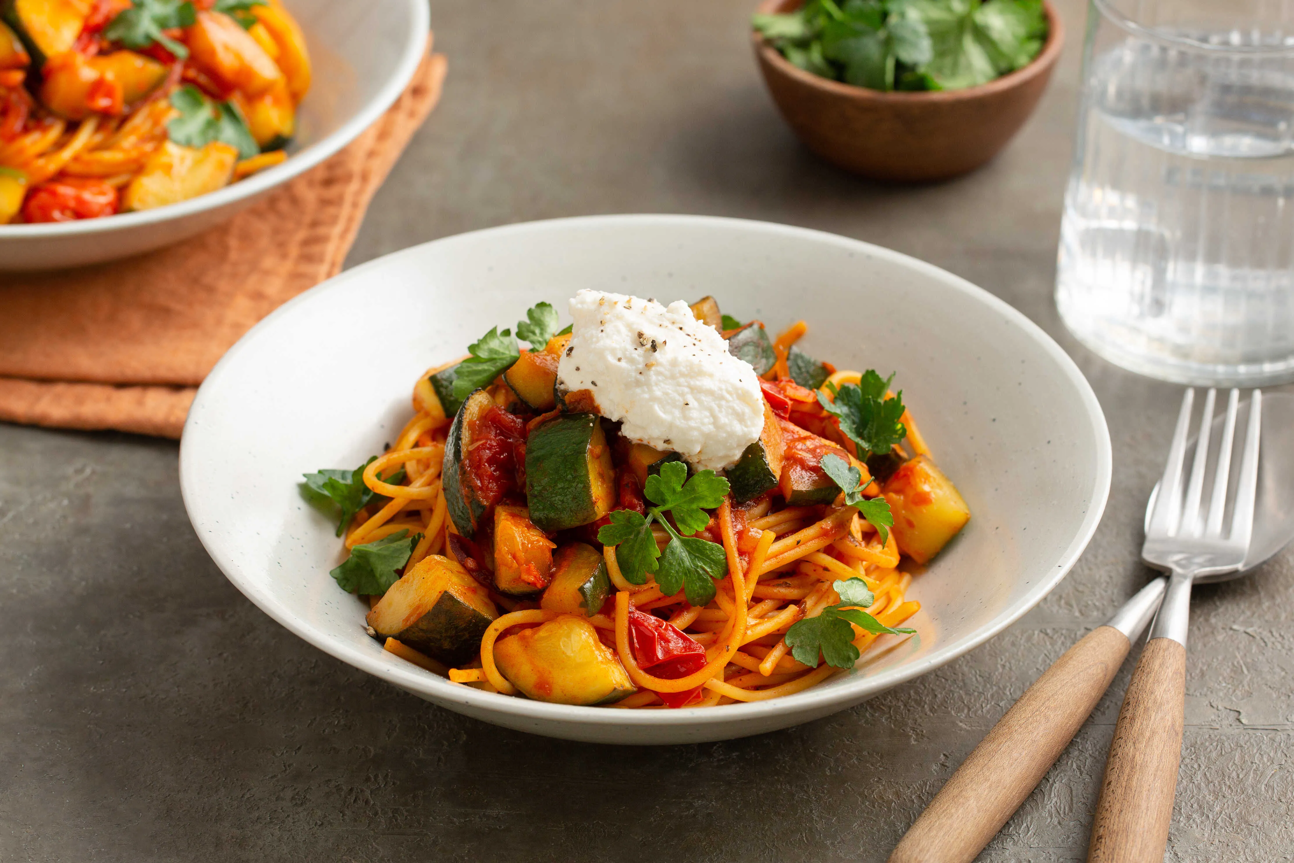 Spaghetti met courgette en ricotta